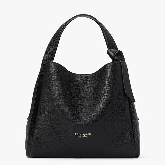 ♠️Kate Spade New York Knott Medium Pebbled Leather Crossbody Tote Bag, Black NWT - Picture 1 of 7